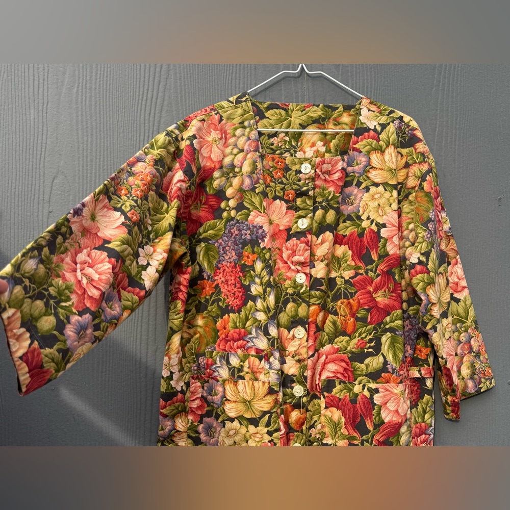 Gianna Rose 90s Floral Tapestry Utility Work Coat Size LG - Picture 9 of 16